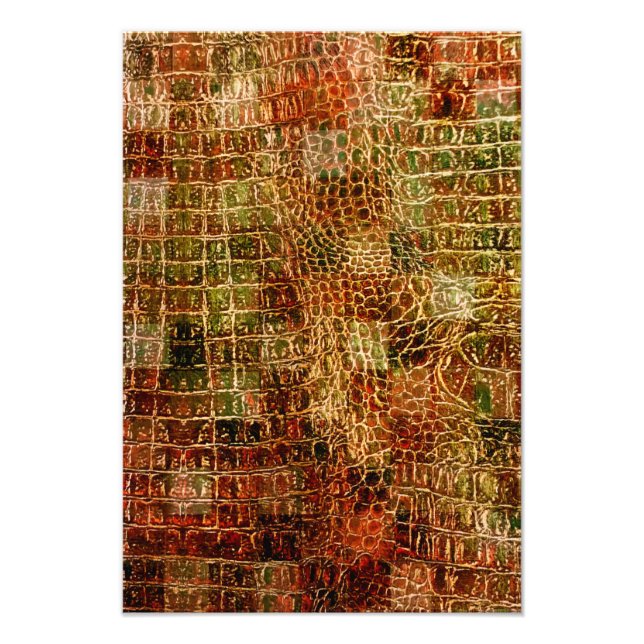 Foto Faux Alligator Animal Pele Couro Vermelho Castanho (Frente)