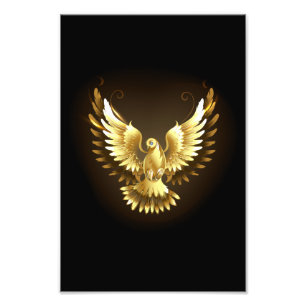 Foto Faux Gold Foil Peace Dove em Preto