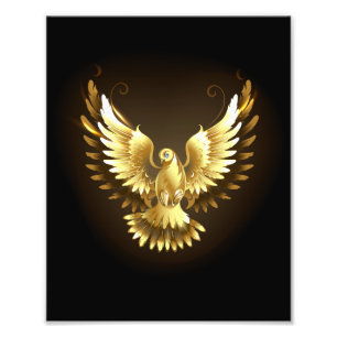 Foto Faux Gold Foil Peace Dove em Preto