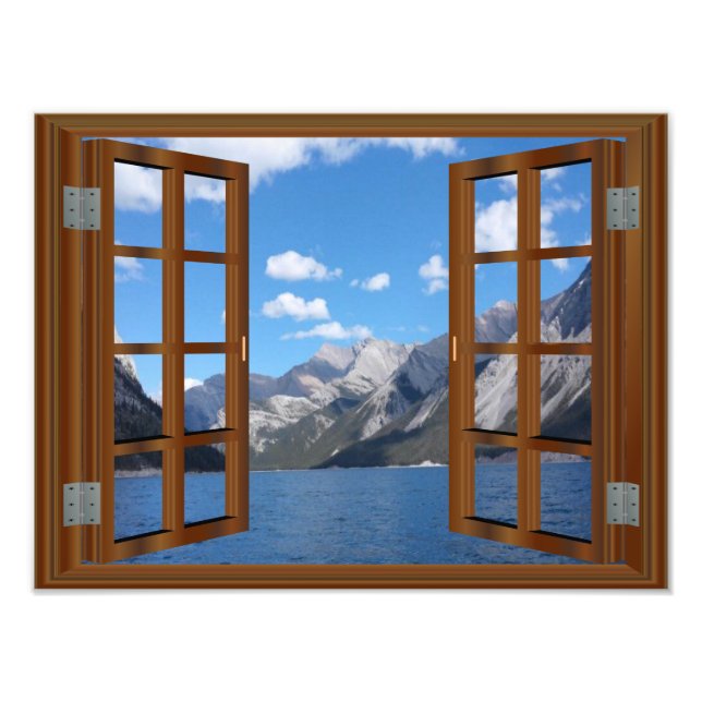 Foto Faux Window Rocky Mountain Peaceful Lake (Frente)