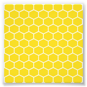 Foto Favo de Mel Geométrico Amarelo Linhas Brancas Abel