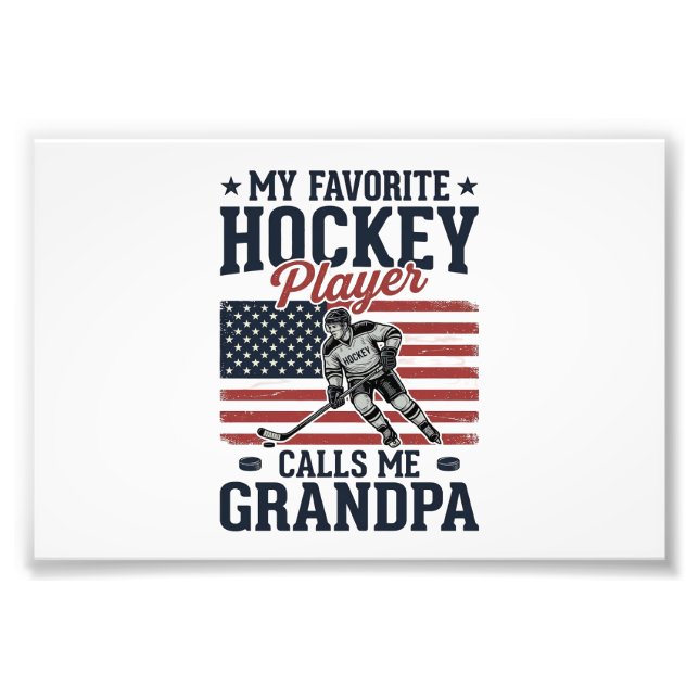 Foto Favorite Hockey Player Calls Me Grandpa Vintage Sh (Frente)