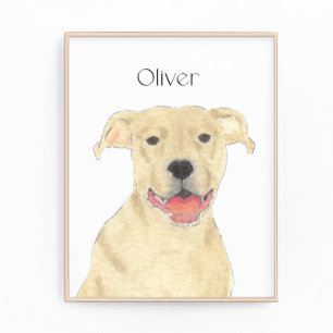 Foto Fawn Personalizado Tan Pitbull Staffy Dog Art