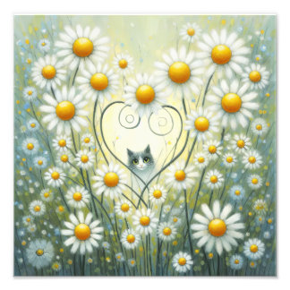 Foto Felino Whimsical entre as Daisies