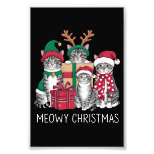 Foto Feliz Natal Gato Xmas Engraçado Prato