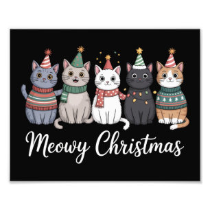 Foto Feliz Natal Meowy Ano Felino Amante de Gatos Xmas