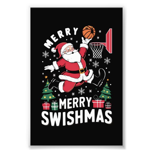 Foto Feliz Natal Swishmas Papai Noel Jogando Basquete  (Frente)
