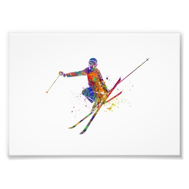 Foto Female skier in watercolor (Frente)