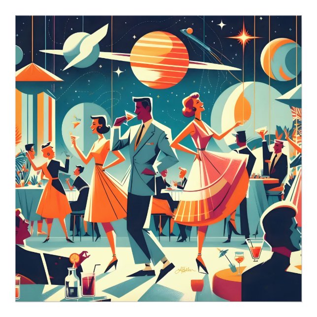 Foto Festa de Cocktail da Era Espacial de Meados do Séc (Frente)