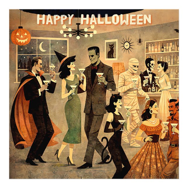 Foto Festa de Martini de Halloween dos Anos 40 Retro de (Frente)