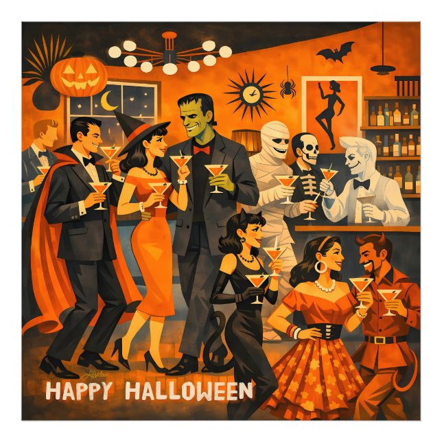 Foto Festa de Martini de Halloween no Estilo Moderno de (Frente)