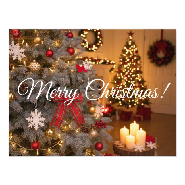 Foto Festive fir trees decorated with garlands  (Frente)