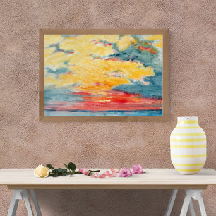 Foto Fiery Watercolor Sunset