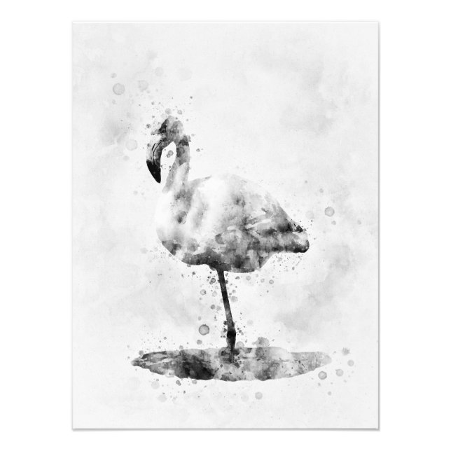 Foto Flamingo Black and White Watercolor 01 (Frente)