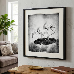 Foto Flamingos Black and White Watercolor