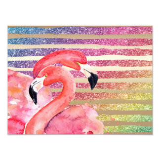 Foto Flamingos de Aquarela Douradas