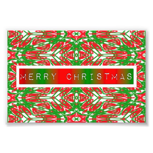 Foto Flocos de neve de Abstrato vermelho, branco e verd (Frente)