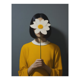 Foto Flor Branca de Vestido Amarelo da Mulher