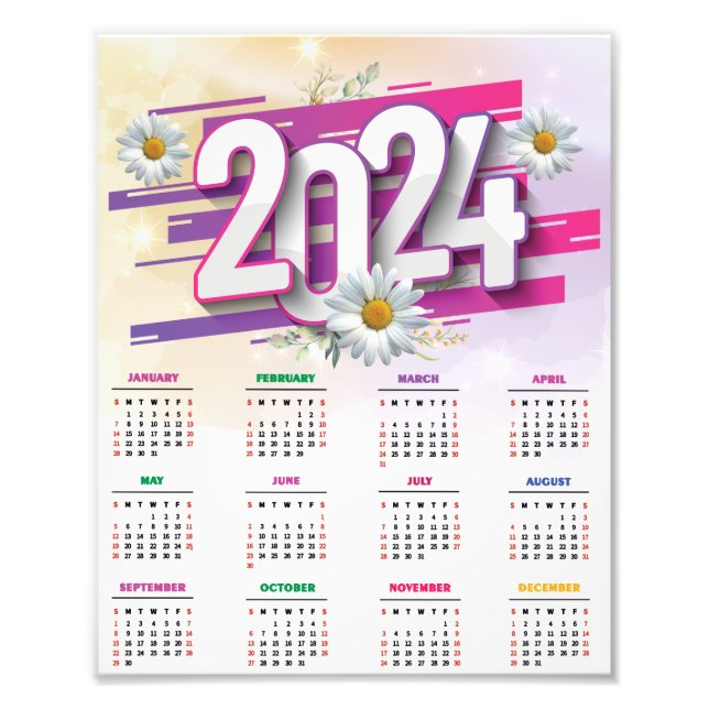 Foto Flor de Aquarela Floral 2024 Calendário (Frente)