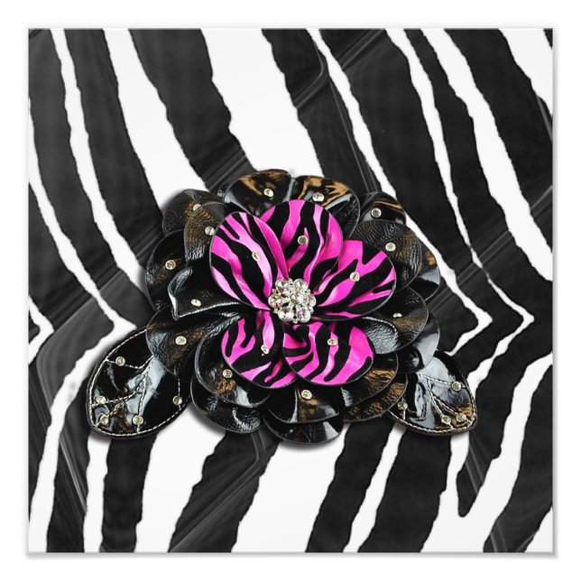 Foto Flor de Rosa em Zebra (Frente)