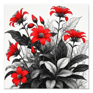 Foto Flor Vermelha Na Planta Branca Preta