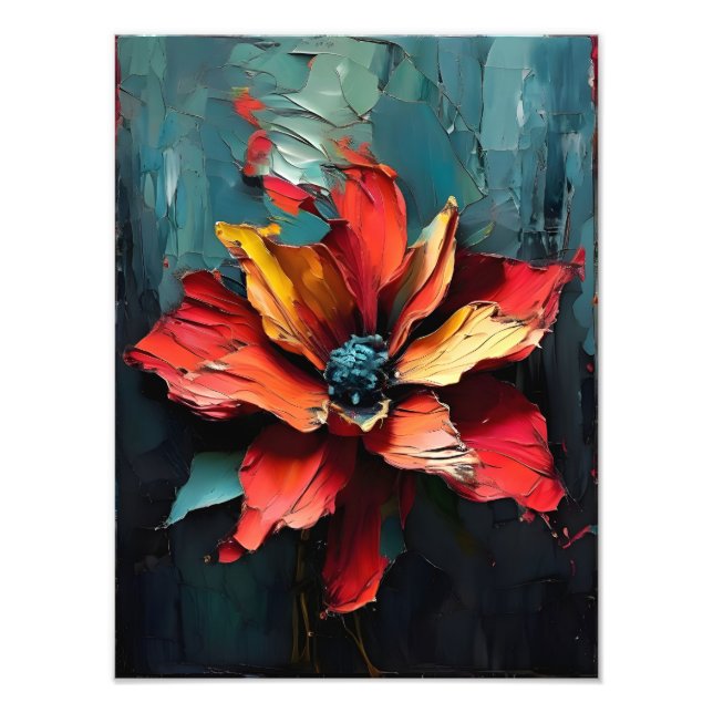 Foto Flor Vermelho em greve no Abstrato (Frente)