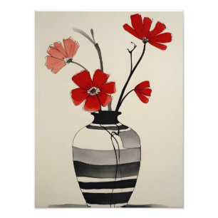 Foto Flor Vermelho em Vas Pretas