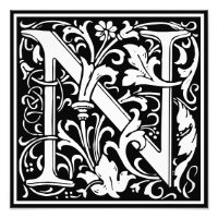 Floral Alfabeto Monograma - Letra N Impressão de F