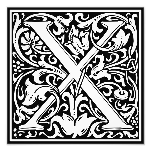 Foto Floral Alfabeto Monograma - Letra X Impressão de F (Frente)