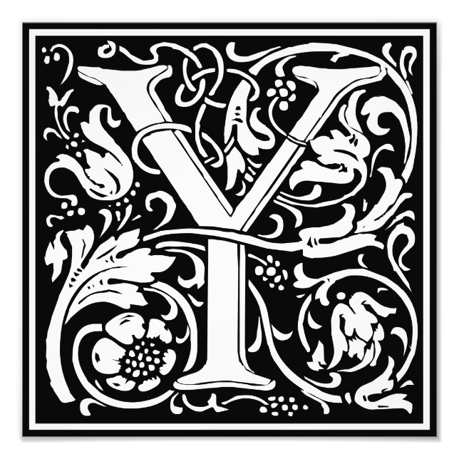 Foto Floral Alfabeto Monograma - Letra Y Impressão de F (Frente)