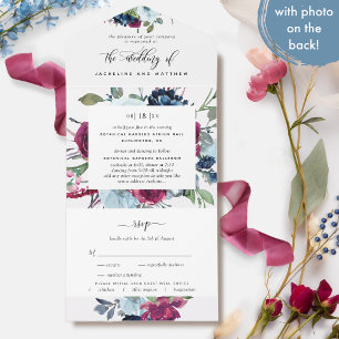 Foto Floral Berry Blue Burgundy Casamento Tear RSV