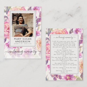 Foto Floral Cartão de Oração do Memorial Funeral