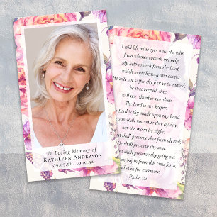 Foto Floral Cartão de Oração do Memorial Funeral