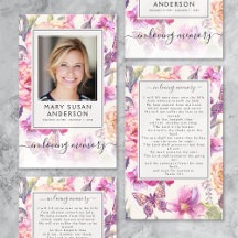 Foto Floral Cartão de Oração do Memorial Funeral