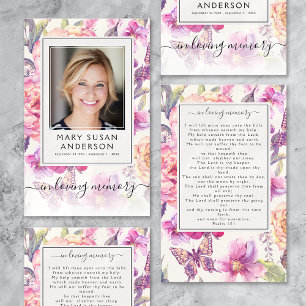 Foto Floral Cartão de Oração do Memorial Funeral