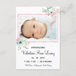 Foto Floral com Quadro - Anúncio de Nascimento 3x5