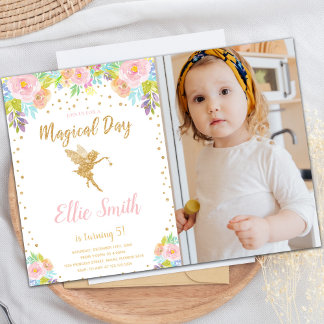 Foto Floral - Convites de Aniversário para Fadas M