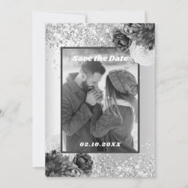Foto floral de prata Salve o casamento da data