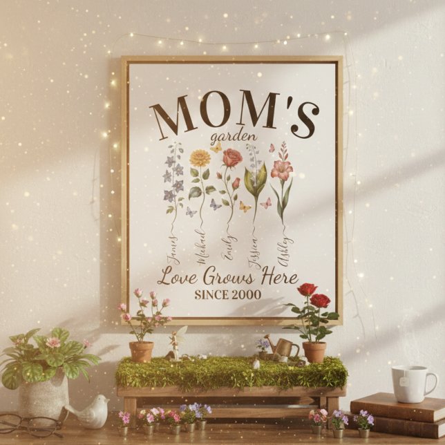 Foto Floral Mom’s Garden Watercolor Pink Flowers (Criador carregado)