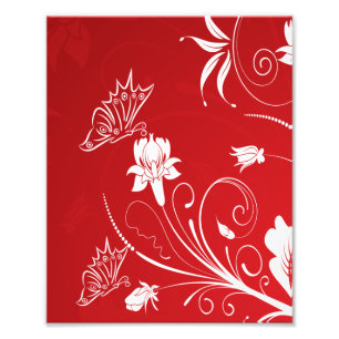 Foto Floral Vermelho e Branco Moderno