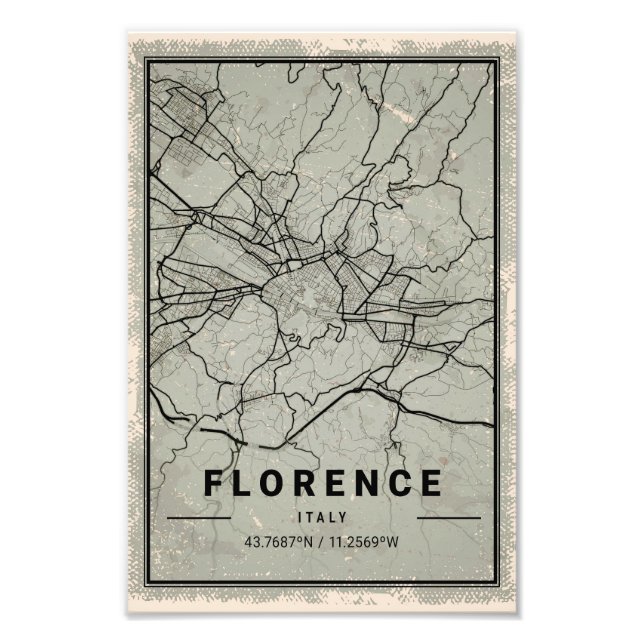 Foto Florence italy map print poster canvas (Frente)