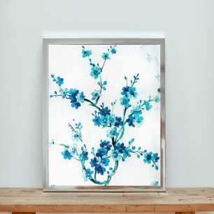 Foto Flores Azuis de Aquarela com Fundo Branco