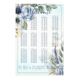 Foto Flores Azuis Gordas com Gráfico Dourado