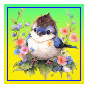 Foto Flores de aves de fada, cor de água Clipart-73610