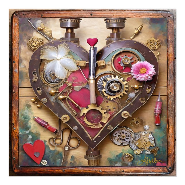 Foto Flores de Batom Coração Série Steampunk (Frente)