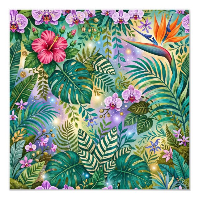 Foto Flores Fantasia da Selva Roxo Verde Dourado Sonhad (Frente)