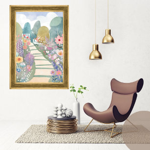 Foto Flores por toda a Impressão Watercolor - Caminhar