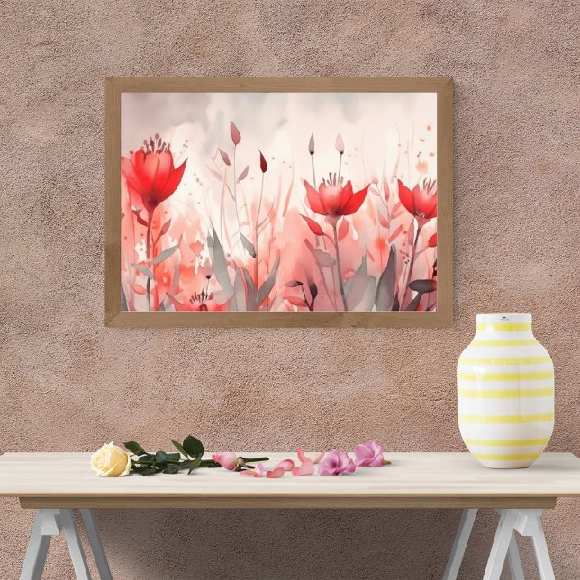 Foto Flores Vermelhas abstrato no Fundo da Cinza (Criador carregado)