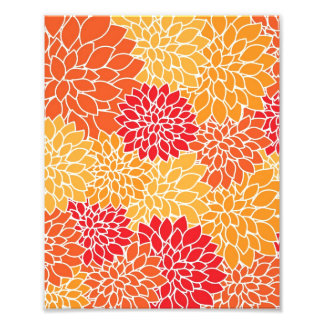 Foto Flores Vintage Floral Flores Laranja Vermelho Dahl
