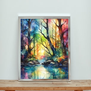 Foto Floresta de Aquarela Arco-Íris Encantada